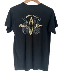 Morpho Costa Rica Mens Graphic T-Shirt Black Gothic Script Surf Cotton T Size M
